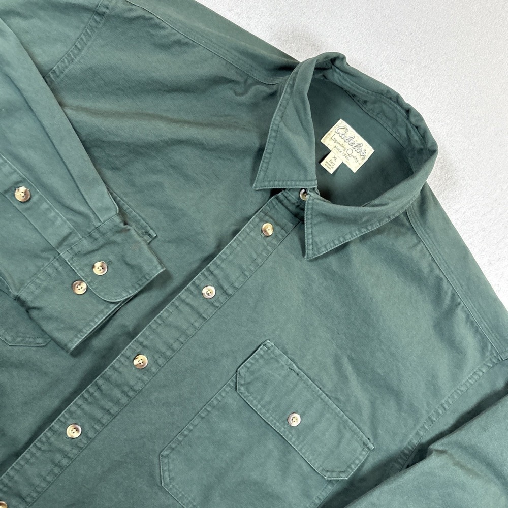 Cabela's Men's Size XL Green Heavy Flannel Outdoor Long Sleeve Button Up